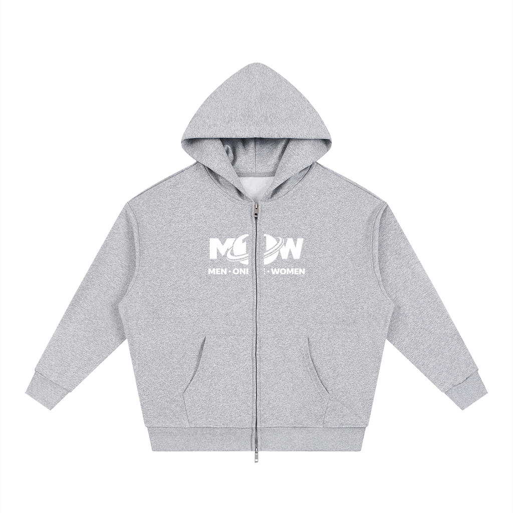 Unisex Loose Solid Full Zip Hoodie
