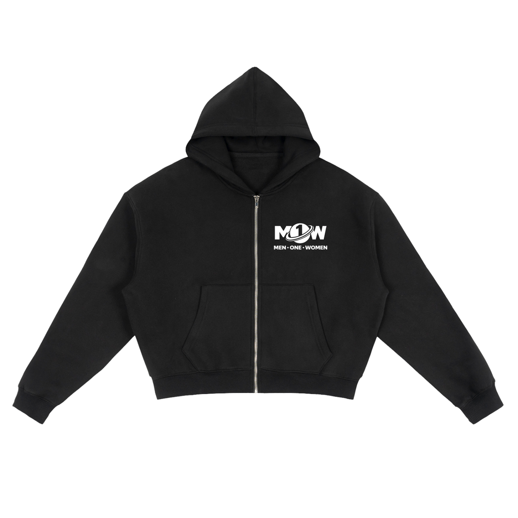 Fleece Zip-Up Boxy Hoodie