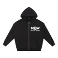 Contrast Tape Raw Edge Double Layered Zip Hoodie
