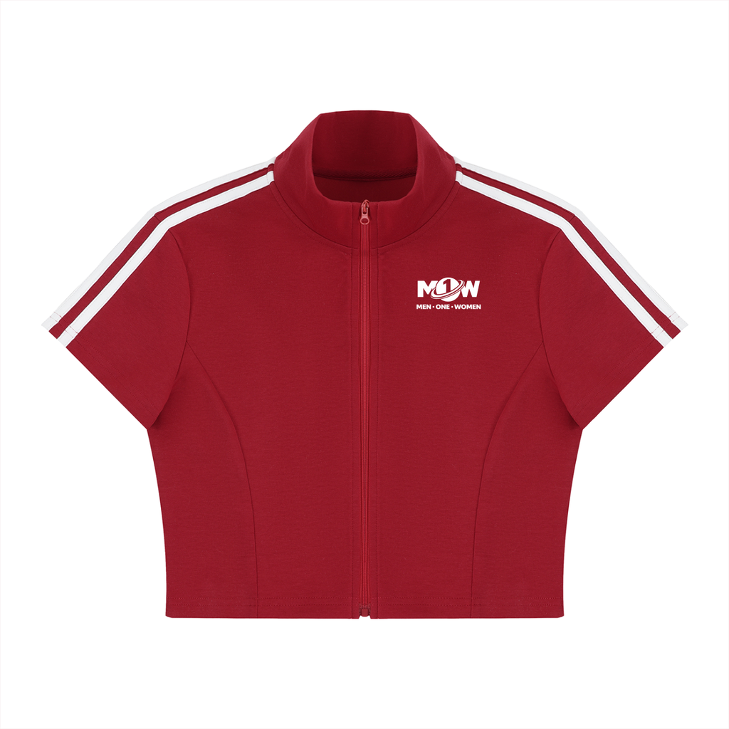 Women's Cropped Full Zip Short Sleeve T-Shirt