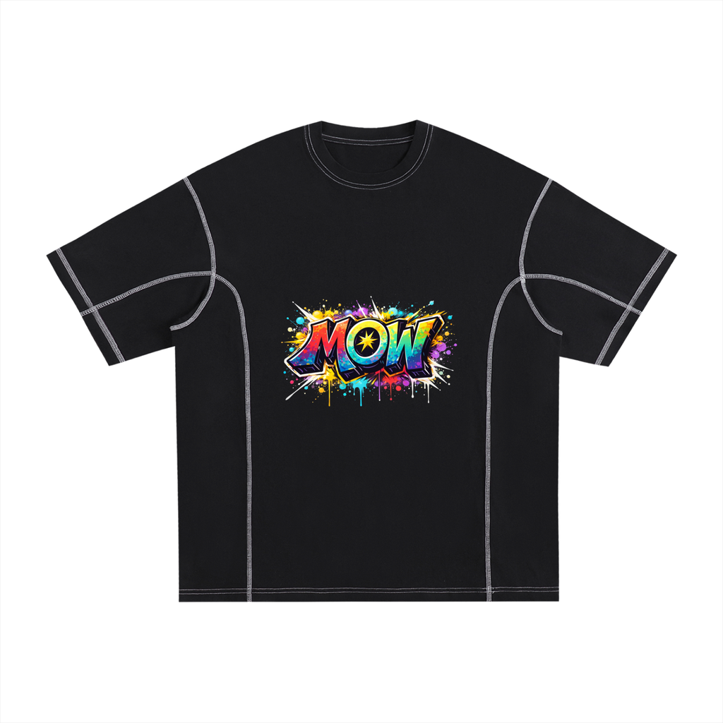 Streetwear Contrast-Stitched Cotton T-Shirt