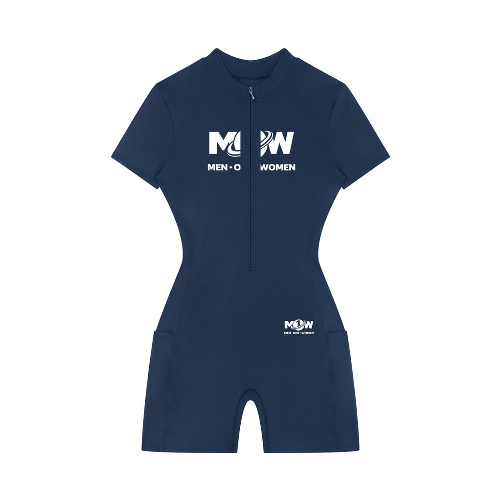 Women's Quarter-Zip Short Sleeve Romper