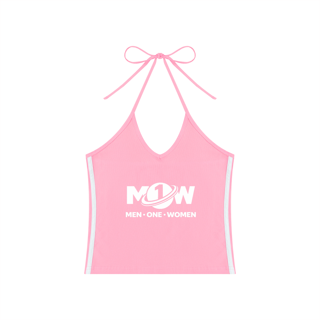 Women's Color Block Halter Crop Tank Top
