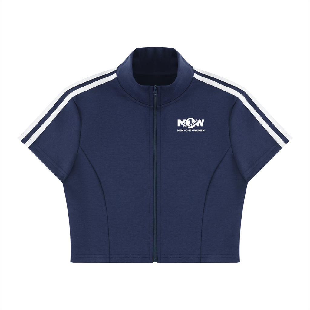 Women's Cropped Full Zip Short Sleeve T-Shirt