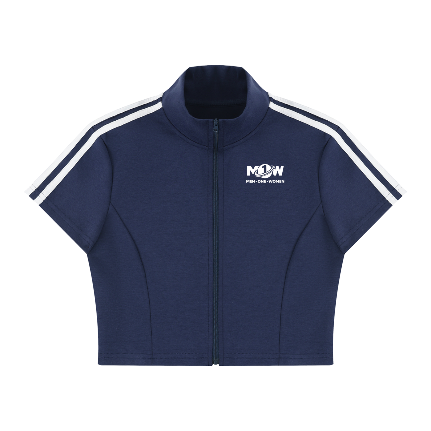 Women's Cropped Full Zip Short Sleeve T-Shirt