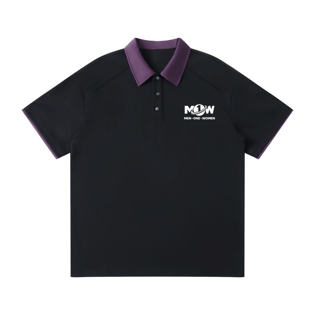 Contrast Collar Raglan Polo Shirt