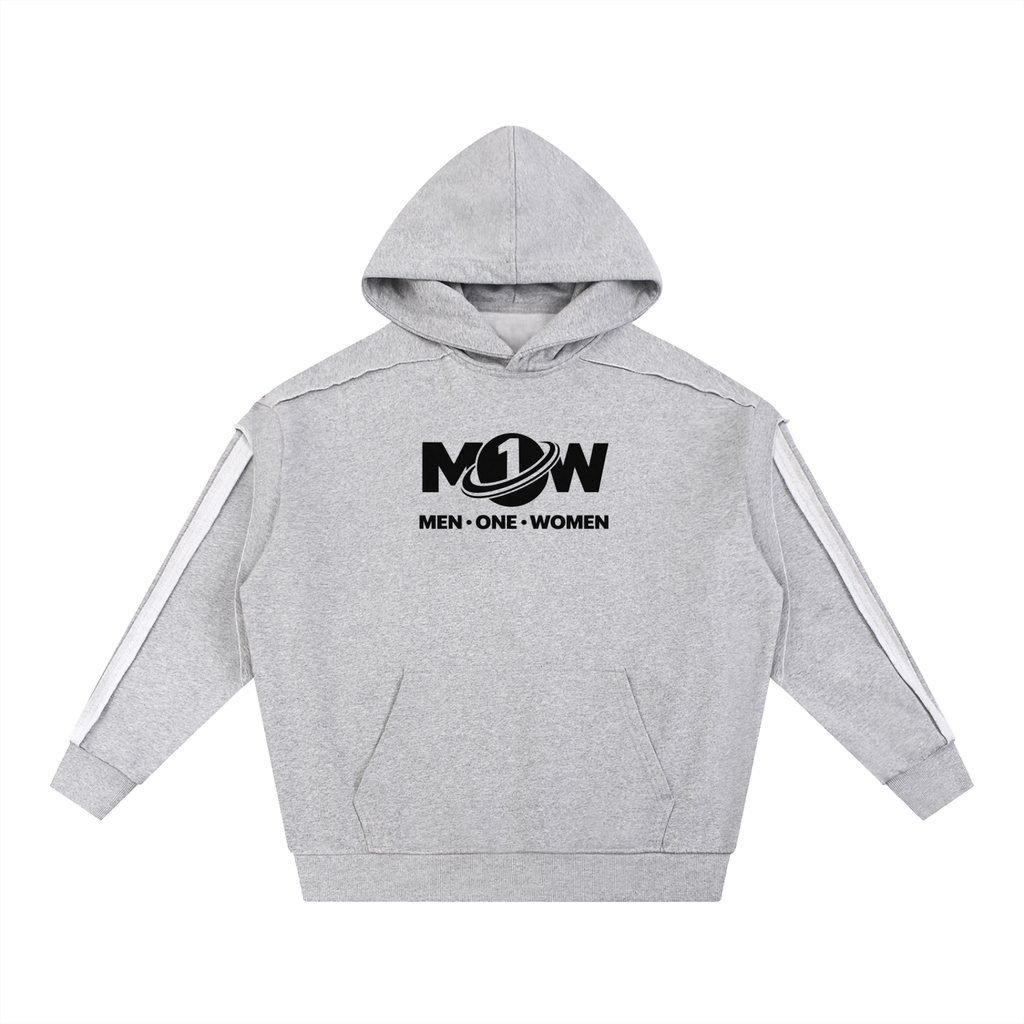 Contrast Tape Raw Edge Double Layered Hoodie