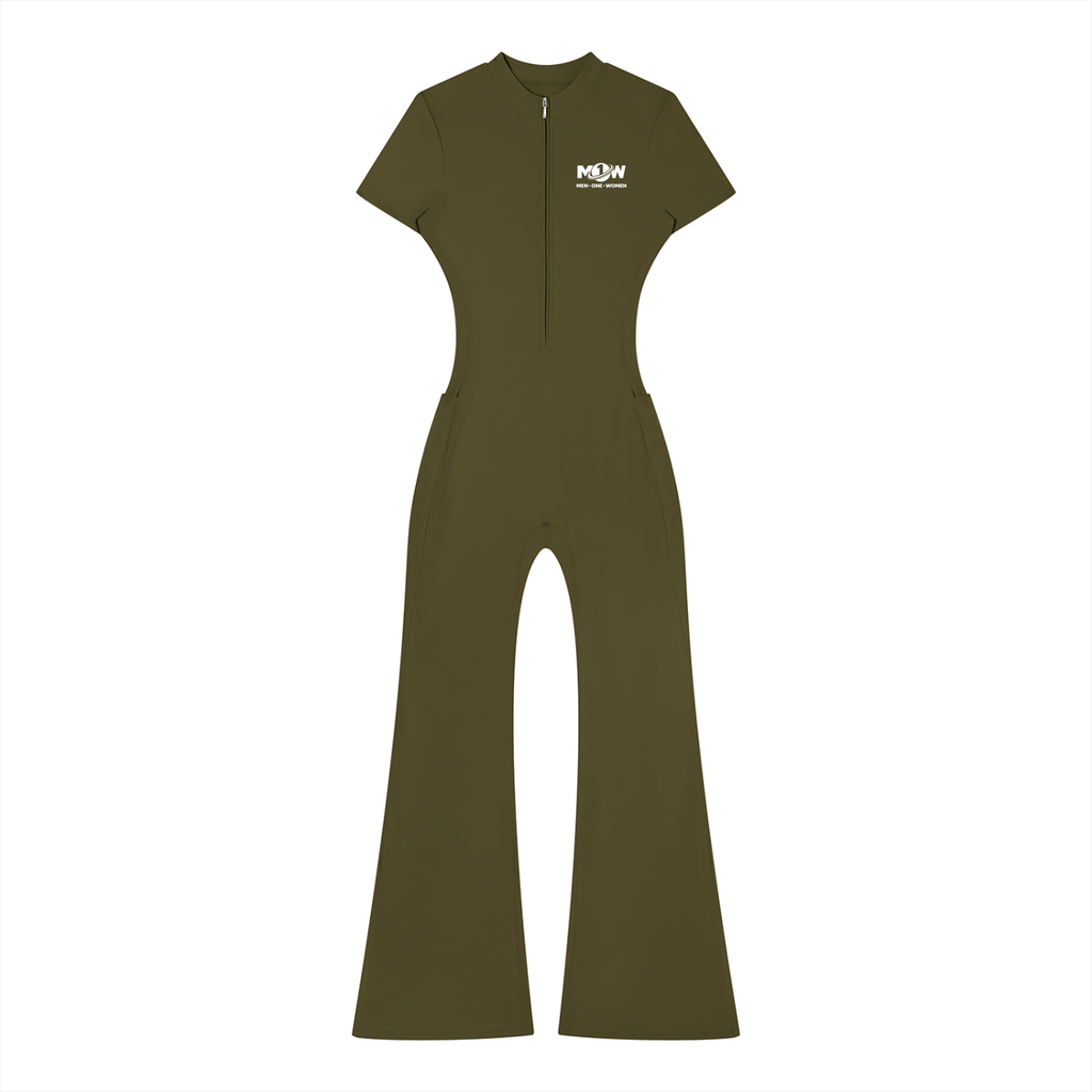 Women’s Tight Flared Leg Quarter-Zip Jumpsuit