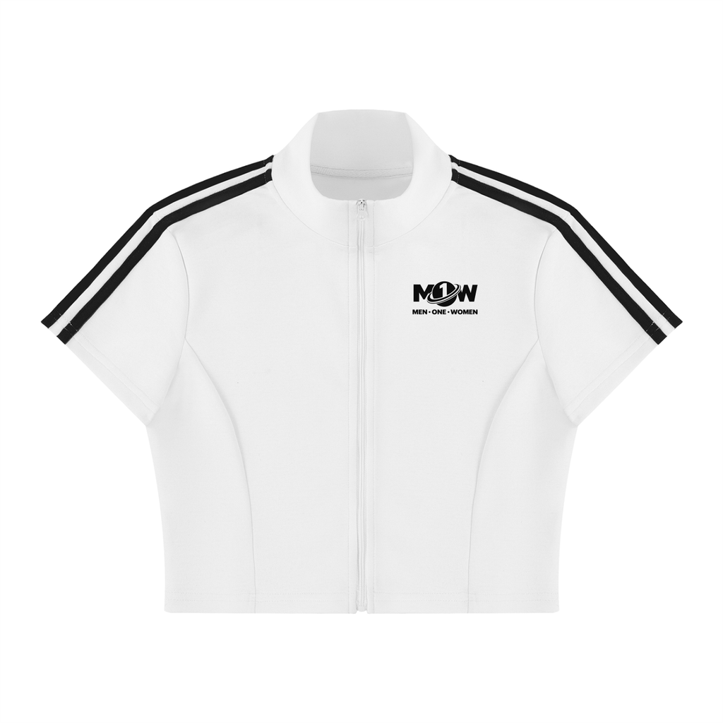 Women's Cropped Full Zip Short Sleeve T-Shirt