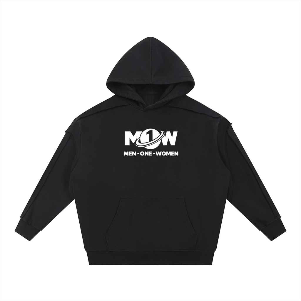 Contrast Tape Raw Edge Double Layered Hoodie