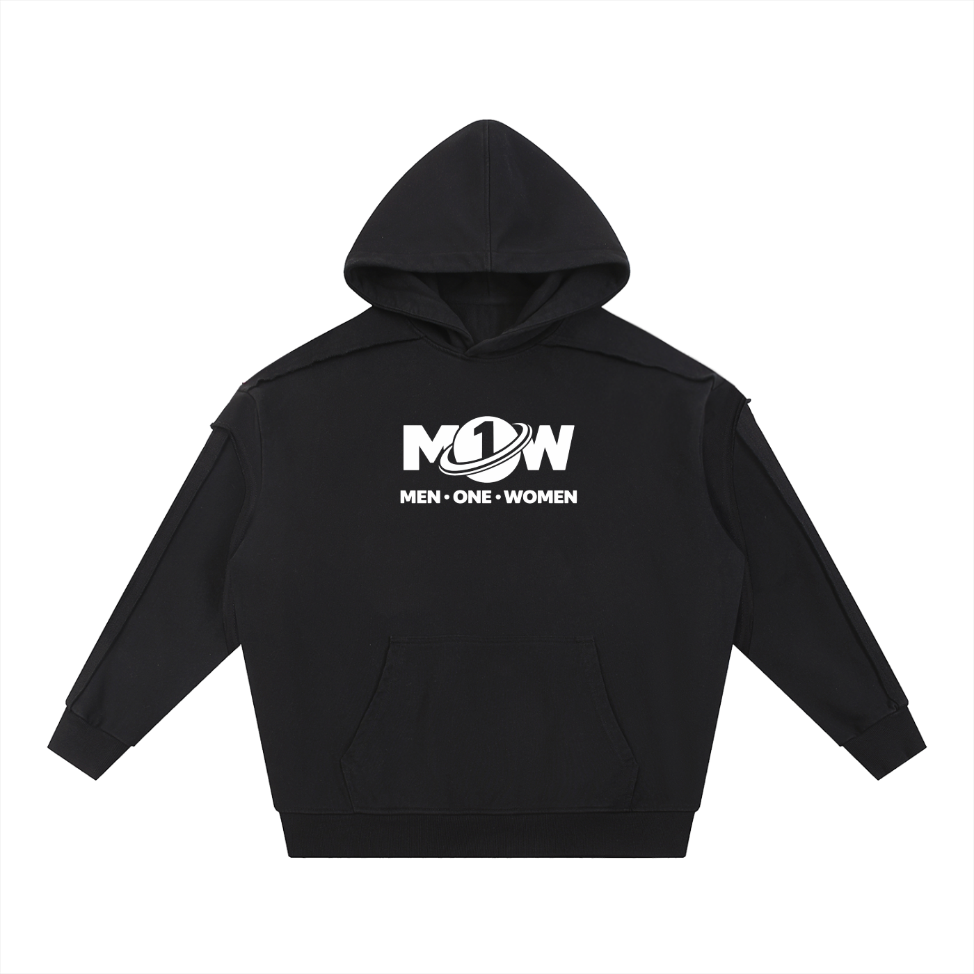 Contrast Tape Raw Edge Double Layered Hoodie