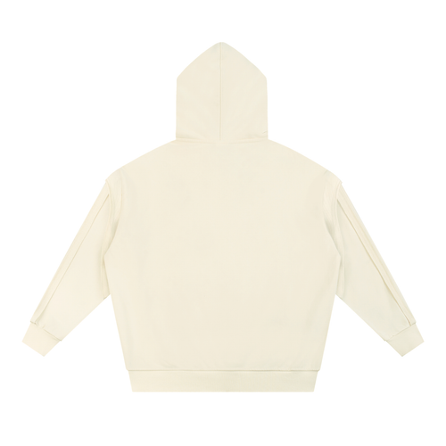 Contrast Tape Raw Edge Double Layered Zip Hoodie