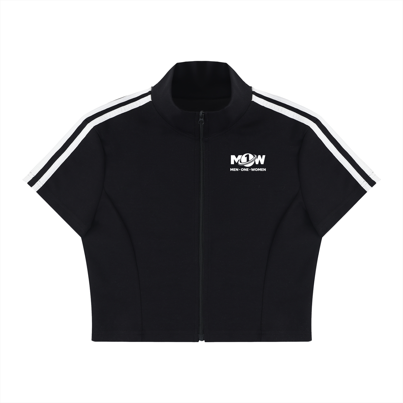 Women's Cropped Full Zip Short Sleeve T-Shirt