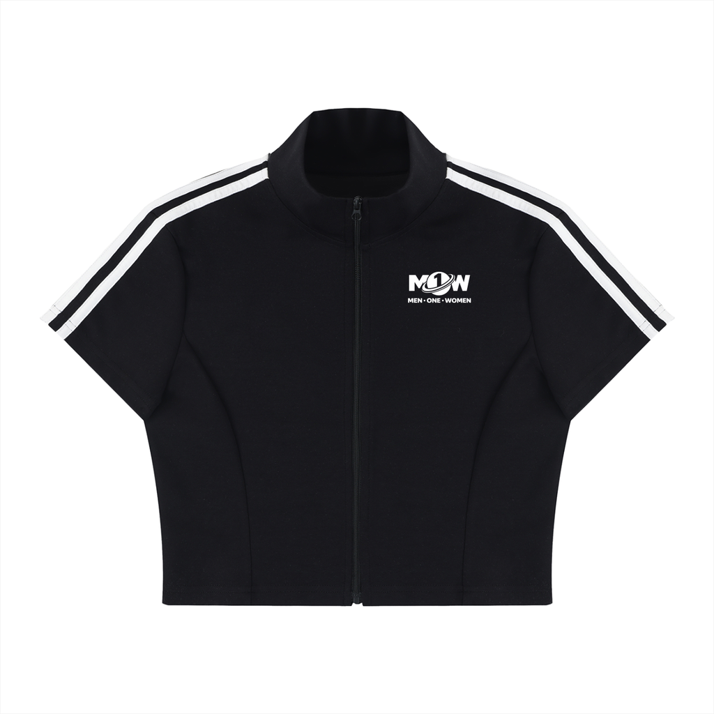 Women's Cropped Full Zip Short Sleeve T-Shirt