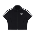 Women's Cropped Full Zip Short Sleeve T-Shirt