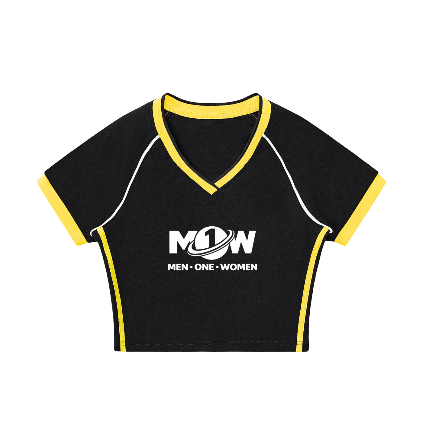 Contrast Trim V-Neck Crop T-Shirt