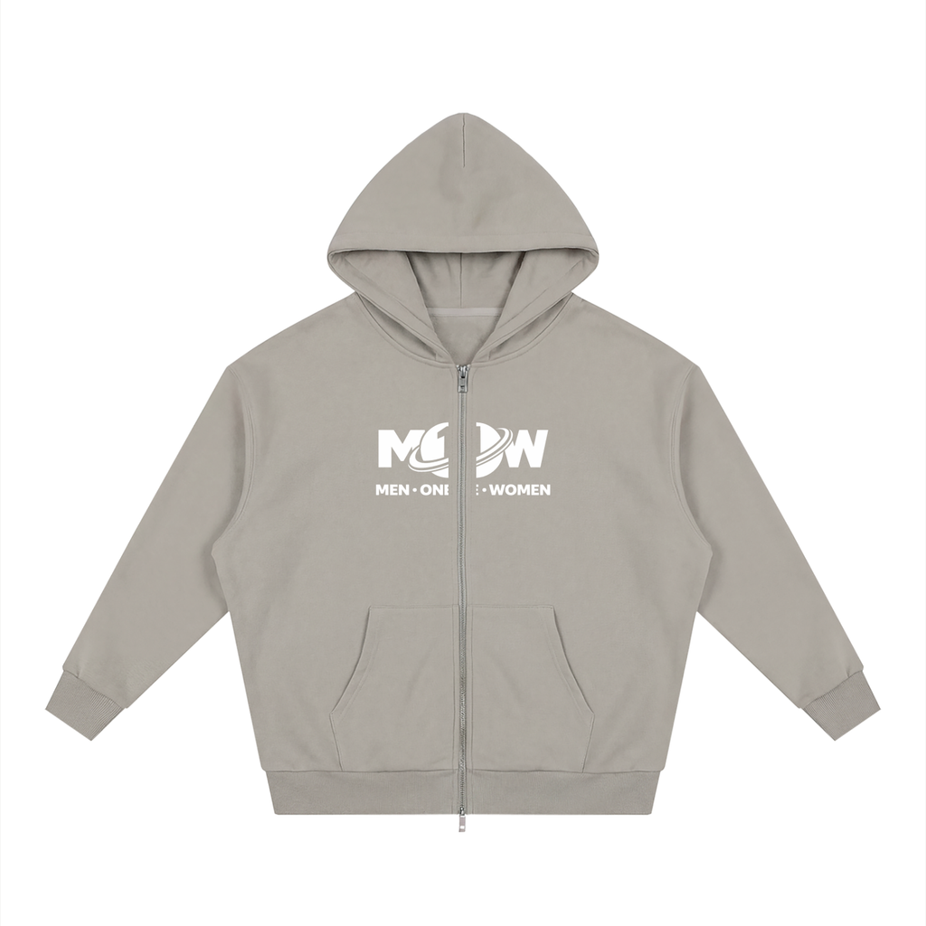 Unisex Loose Solid Full Zip Hoodie