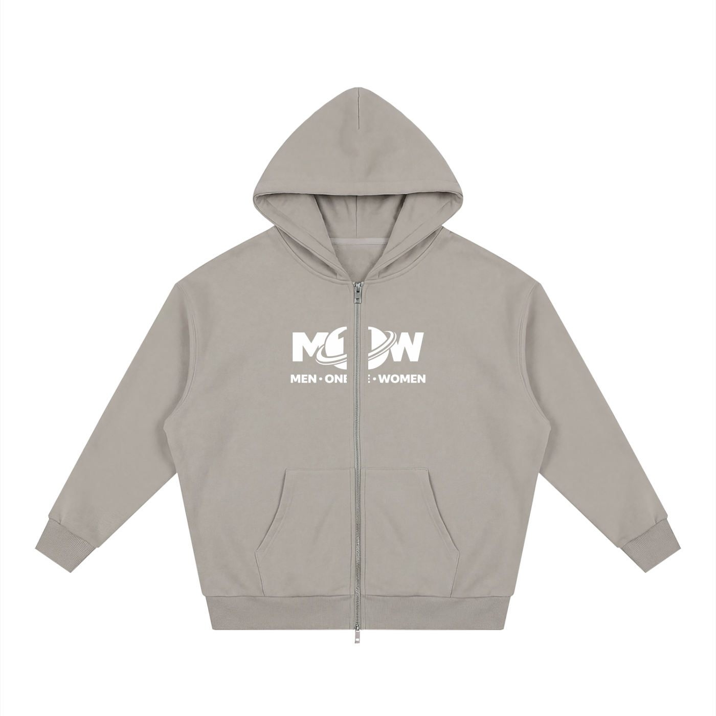 Unisex Loose Solid Full Zip Hoodie