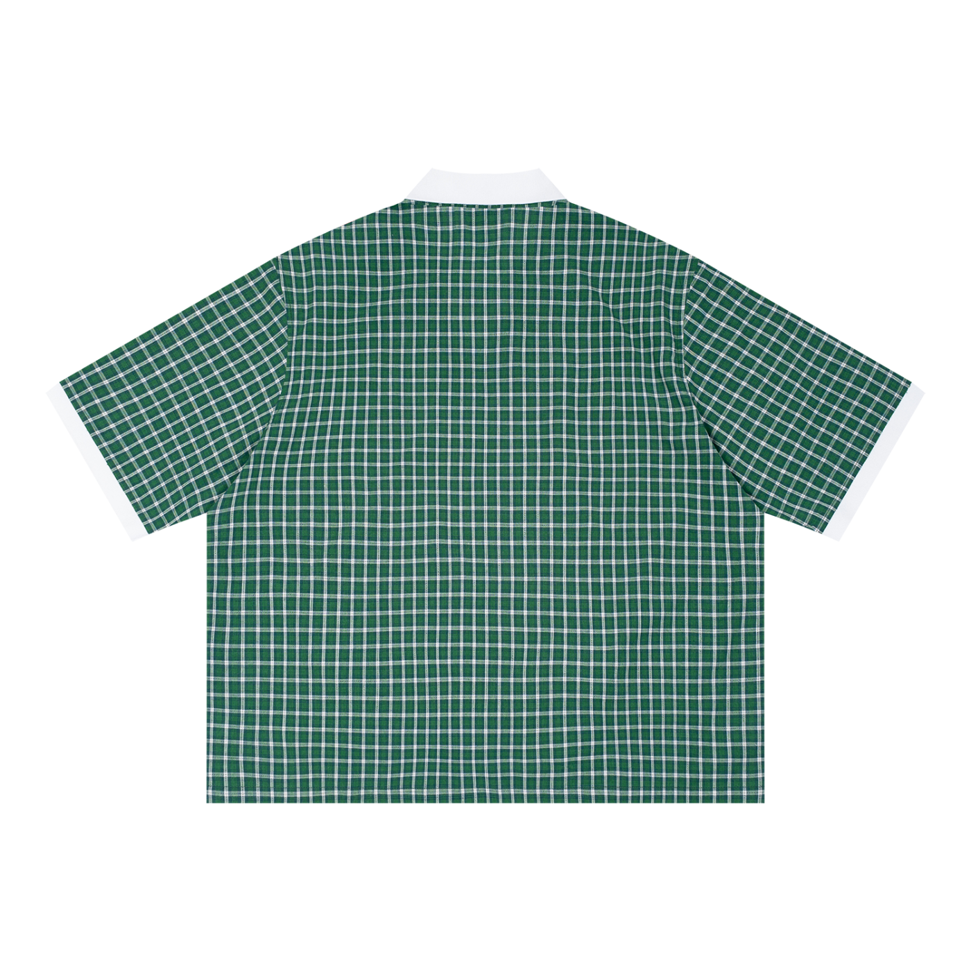 Unisex Boxy Plaid Color Block Polo Shirt