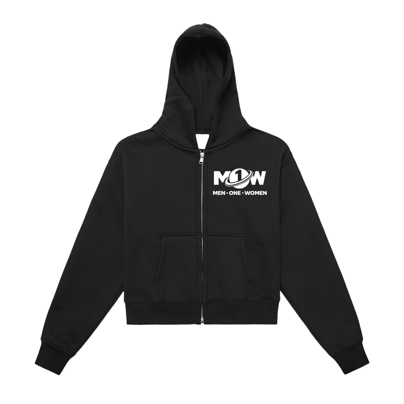 Fleeced Zip-Up Cropped Hoodie