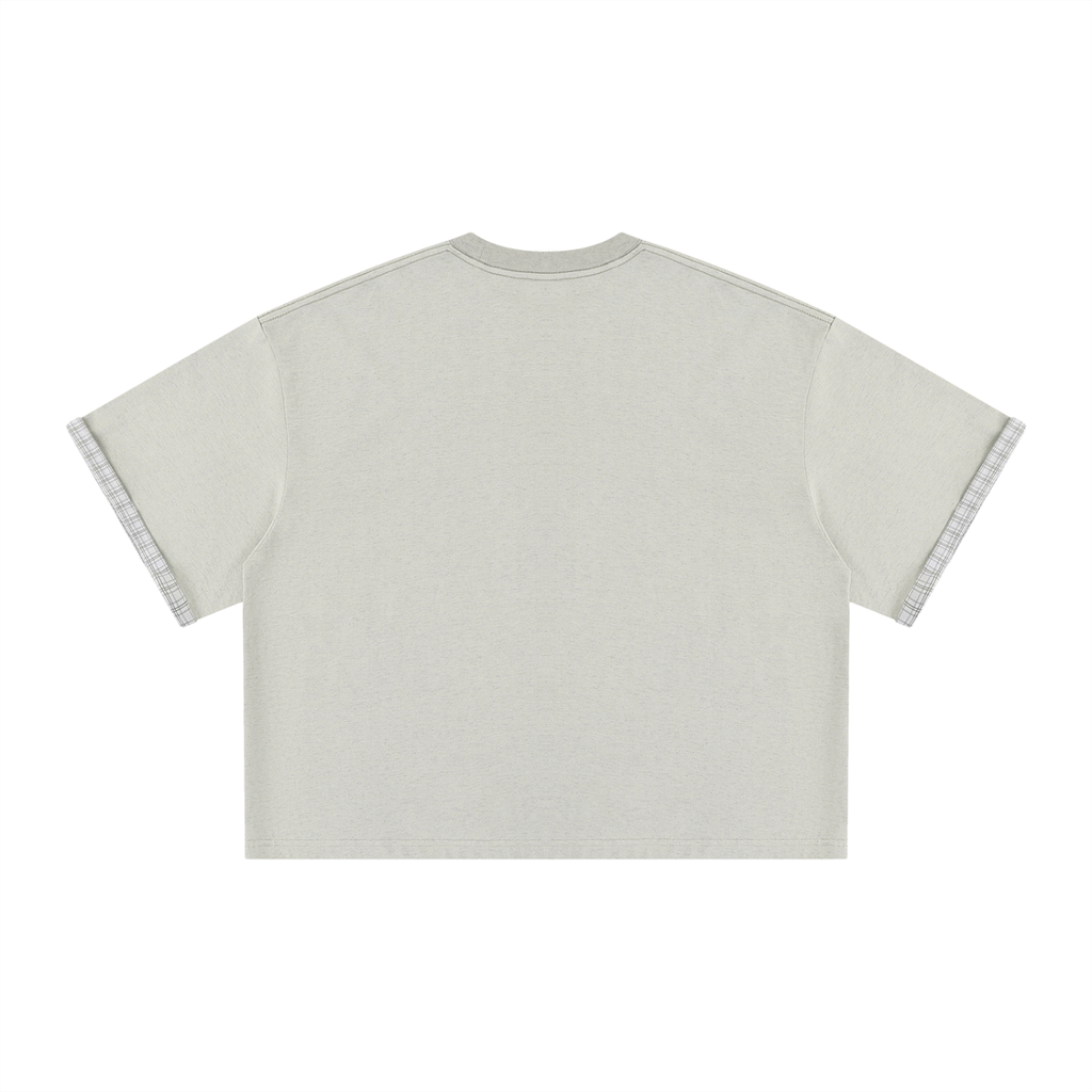 Unisex Boxy Plaid-Lined Double-Face T-Shirt