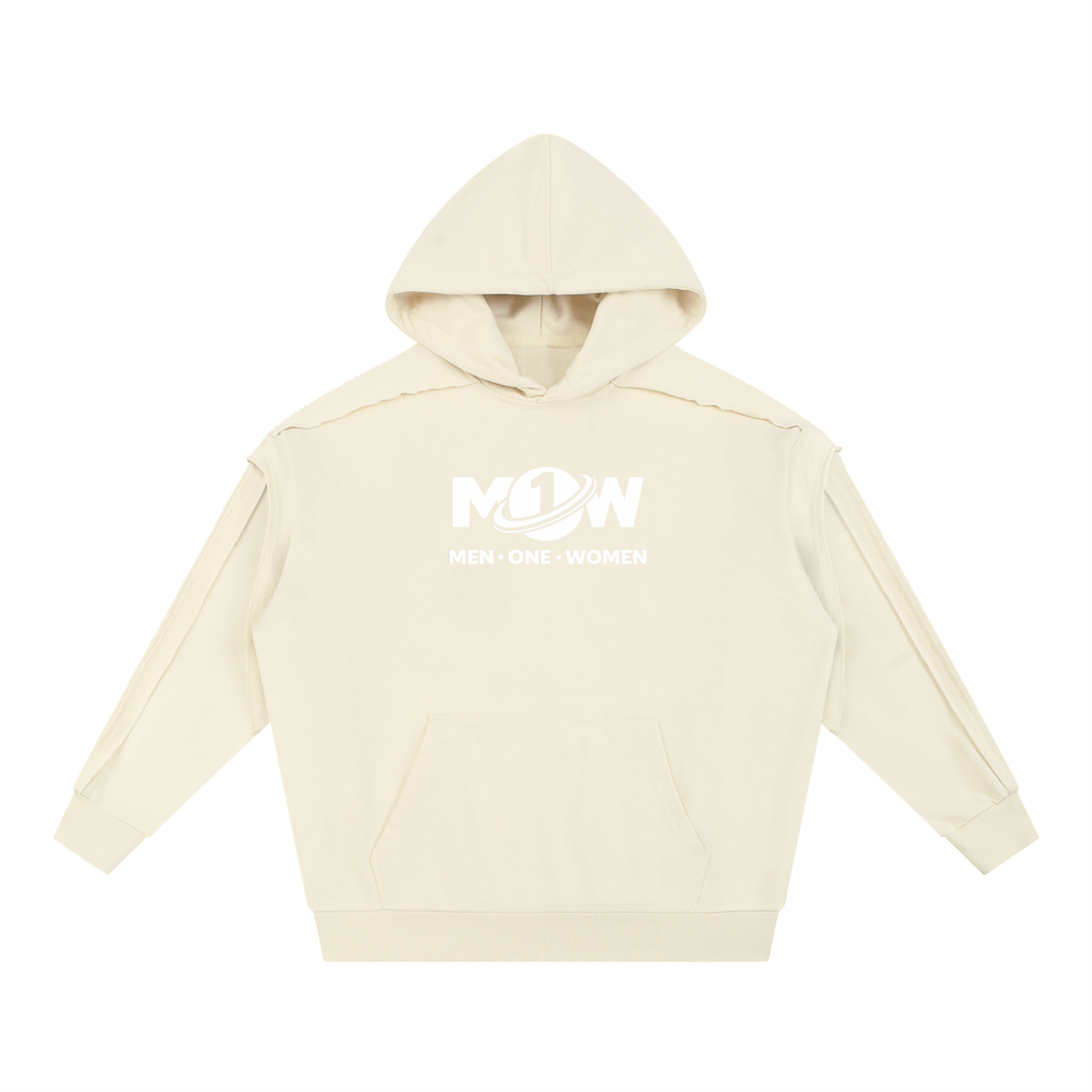 Contrast Tape Raw Edge Double Layered Hoodie