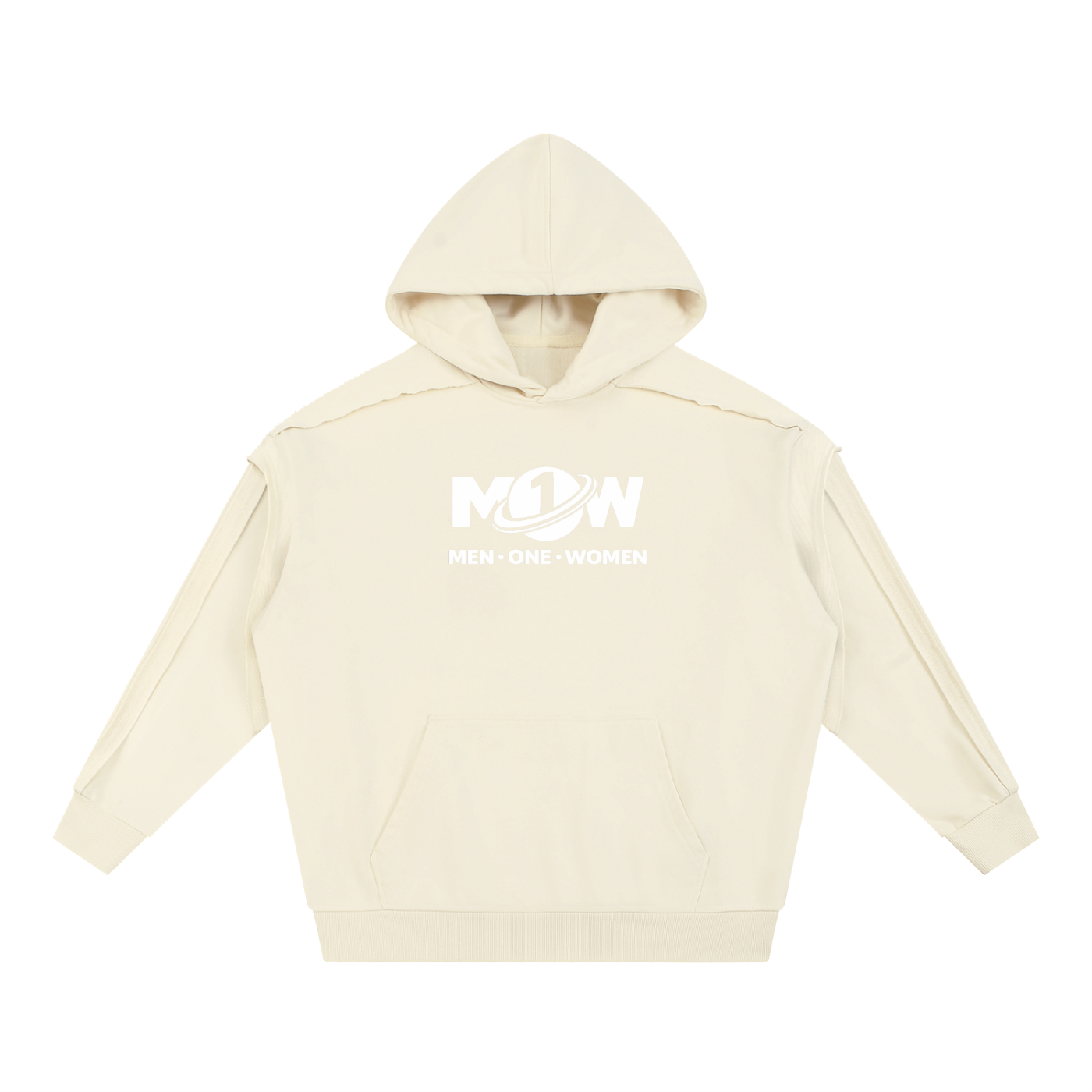 Contrast Tape Raw Edge Double Layered Hoodie