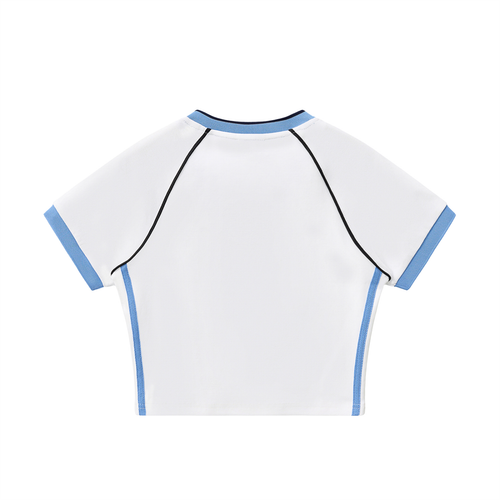 Contrast Trim V-Neck Crop T-Shirt