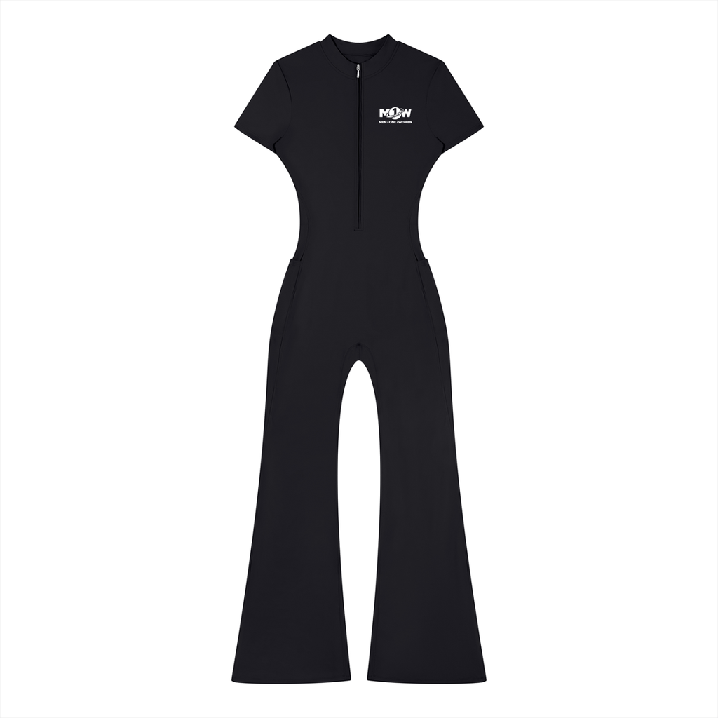 Women’s Tight Flared Leg Quarter-Zip Jumpsuit