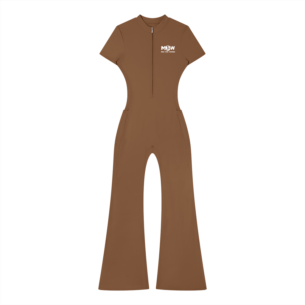 Women’s Tight Flared Leg Quarter-Zip Jumpsuit