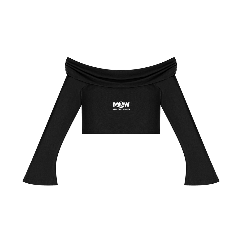 Women's Off-the-Shoulder Bell Sleeve Crop T-Shirt