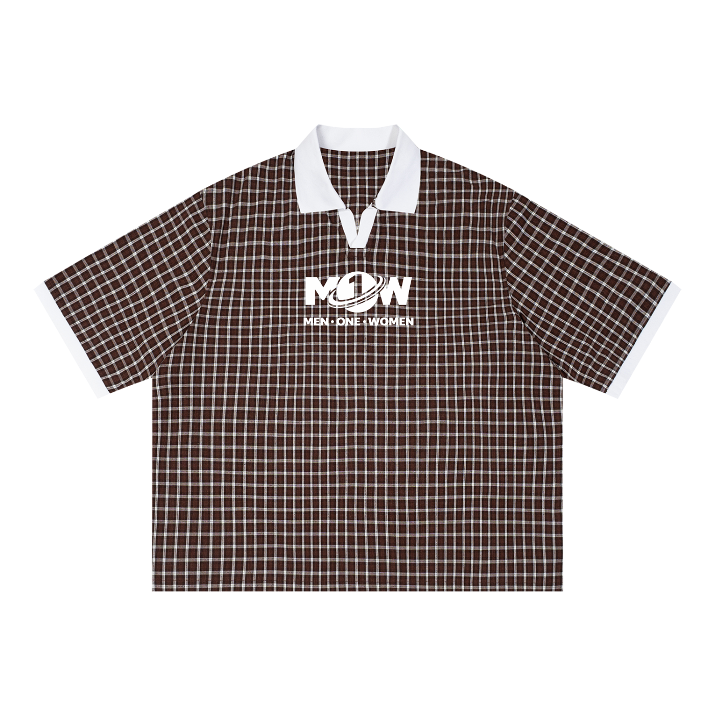 Unisex Boxy Plaid Color Block Polo Shirt