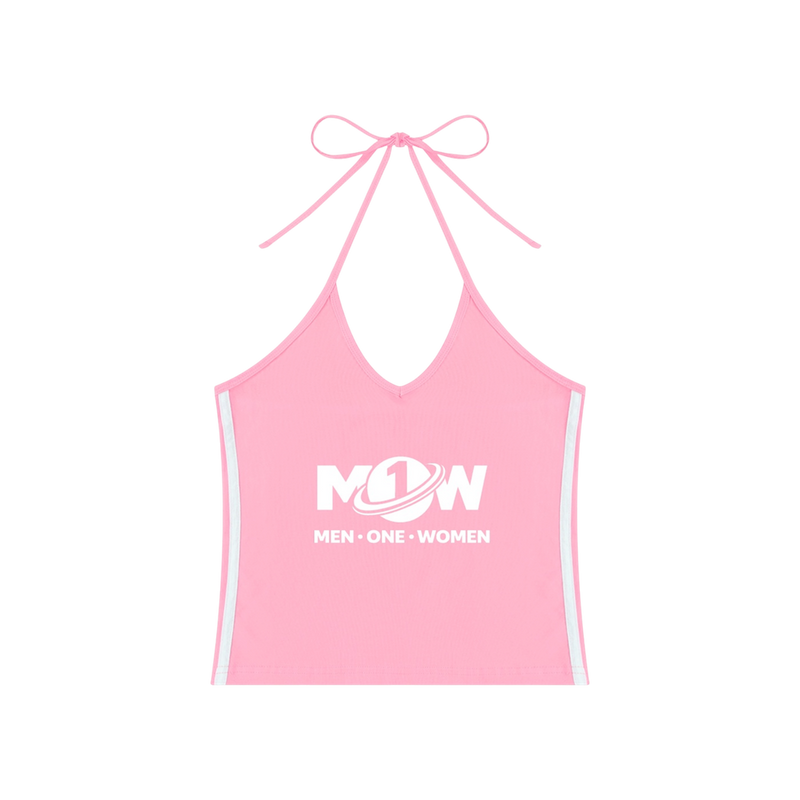 Women's Color Block Halter Crop Tank Top