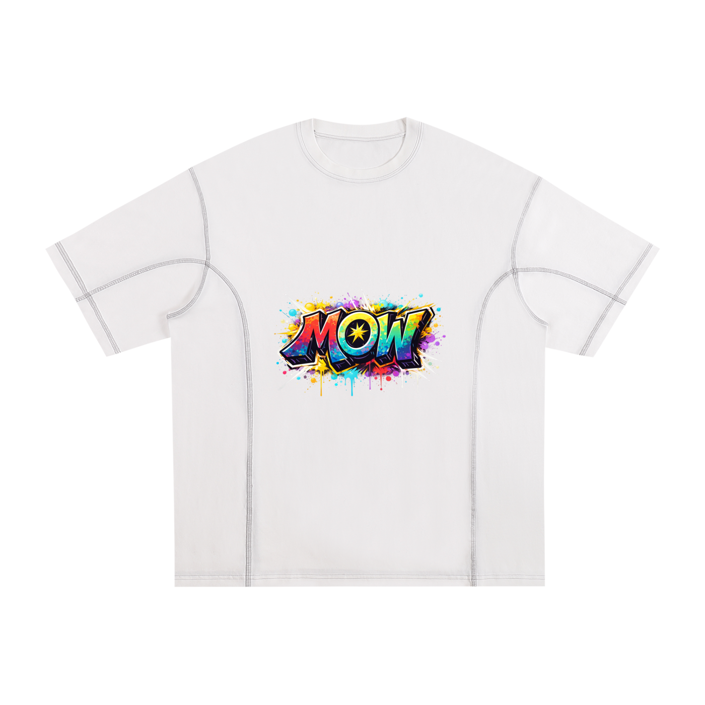 Streetwear Contrast-Stitched Cotton T-Shirt