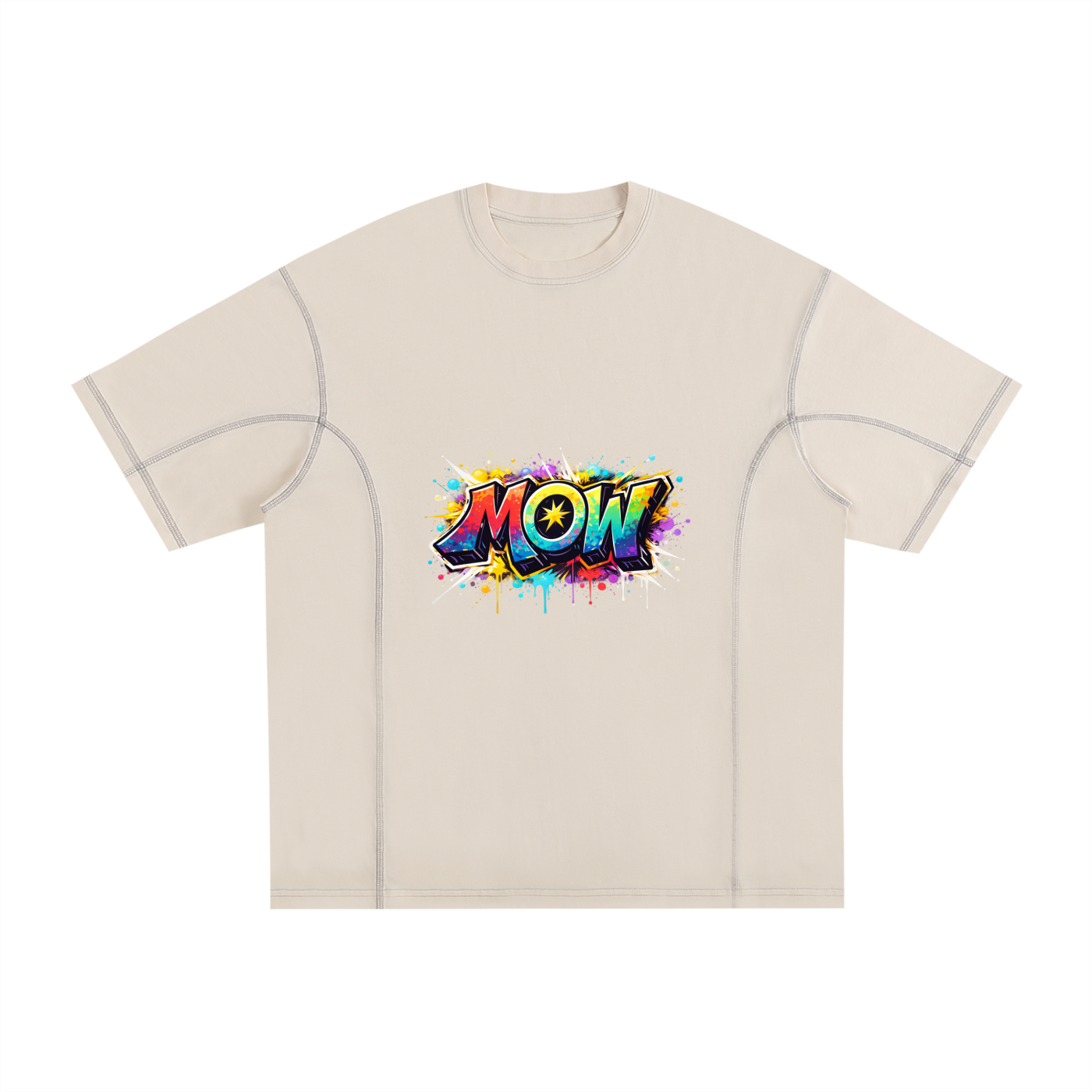 Streetwear Contrast-Stitched Cotton T-Shirt