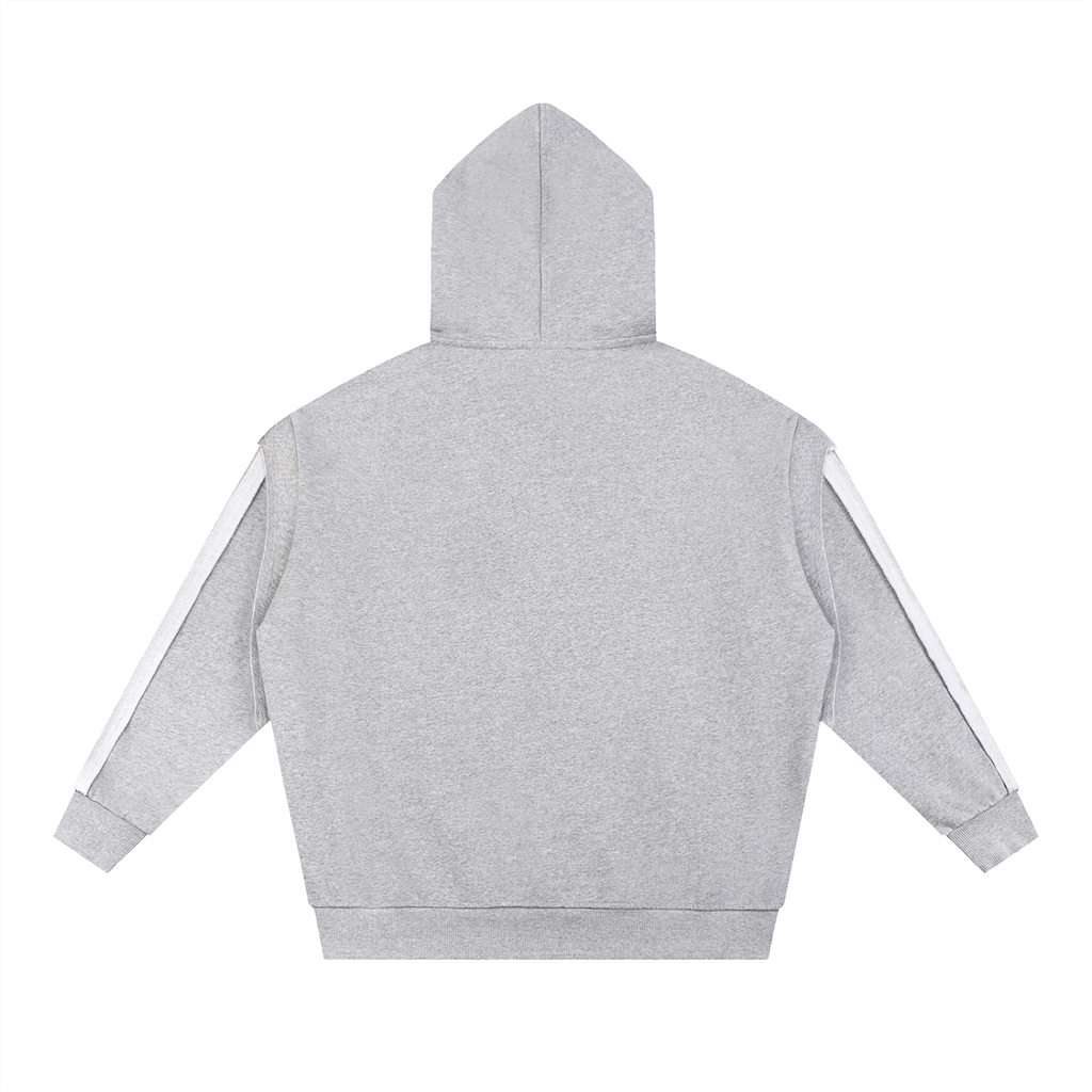 Contrast Tape Raw Edge Double Layered Hoodie