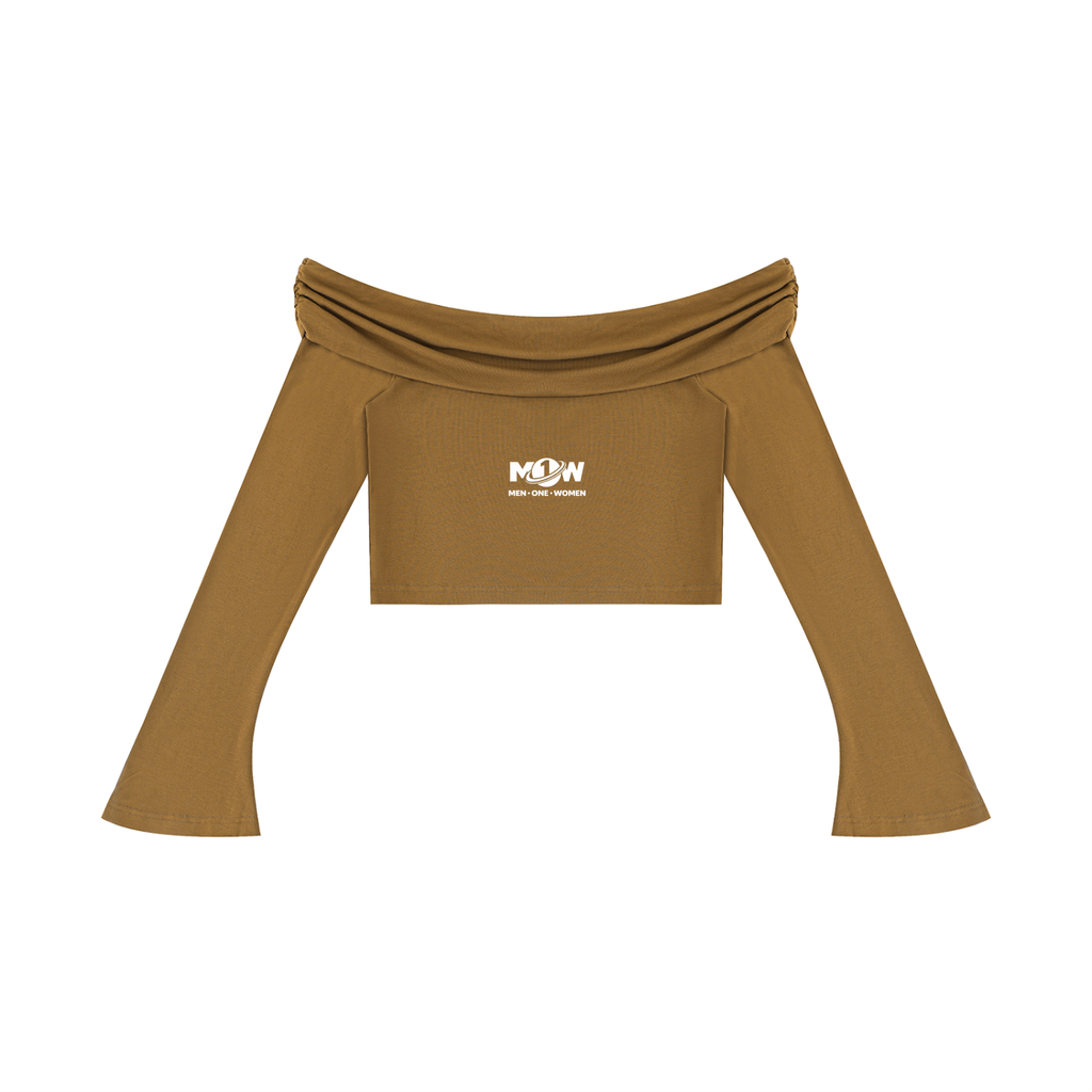 Women's Off-the-Shoulder Bell Sleeve Crop T-Shirt