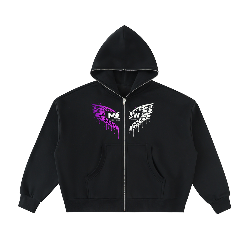 Boxy Full-Zip Fleece Hoodie