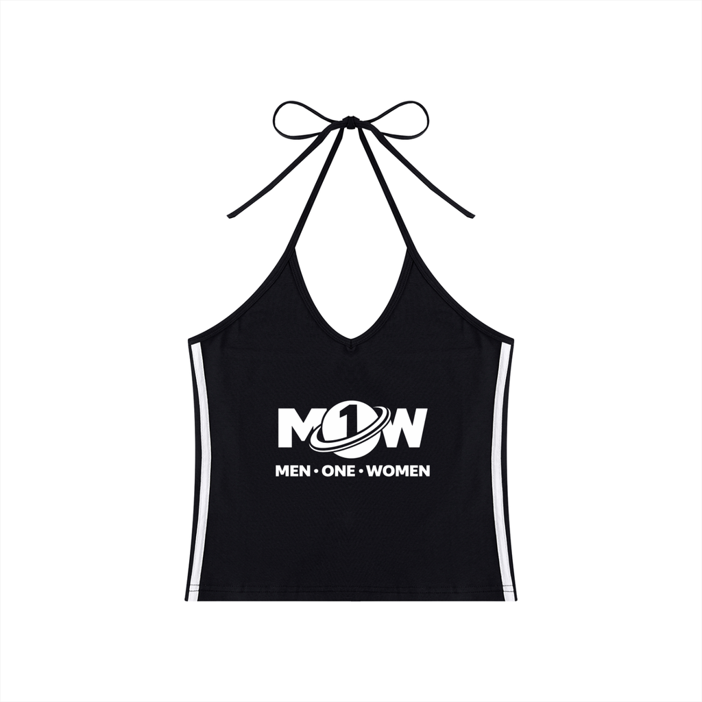 Women's Color Block Halter Crop Tank Top