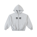 Contrast-Stitched Boxy Fleece Zip Hoodie