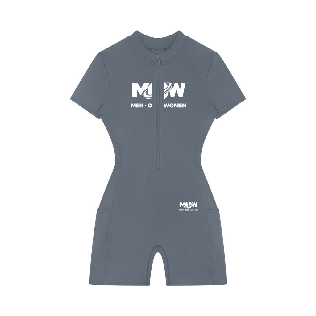 Women's Quarter-Zip Short Sleeve Romper