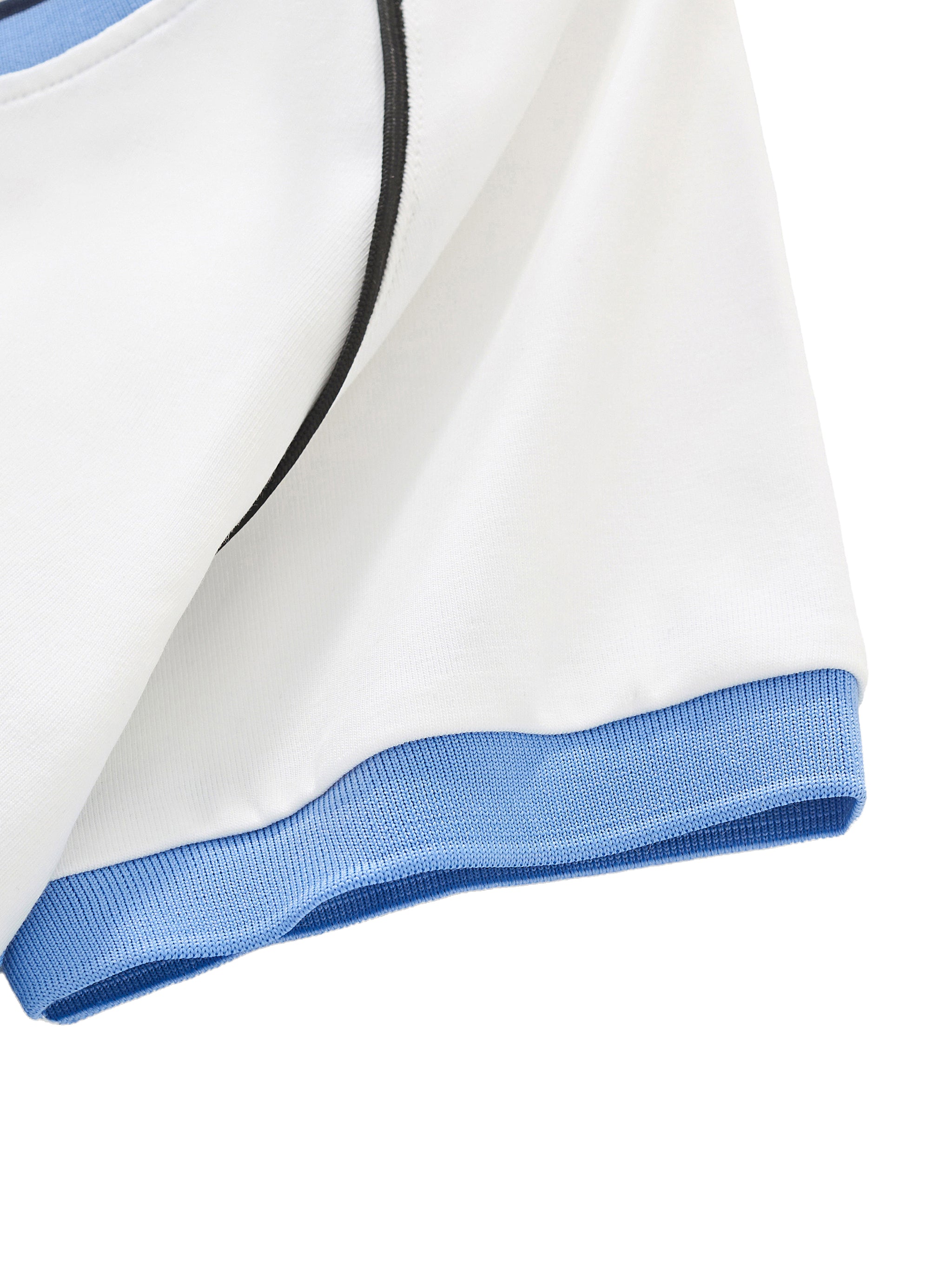 Contrast Trim V-Neck Crop T-Shirt