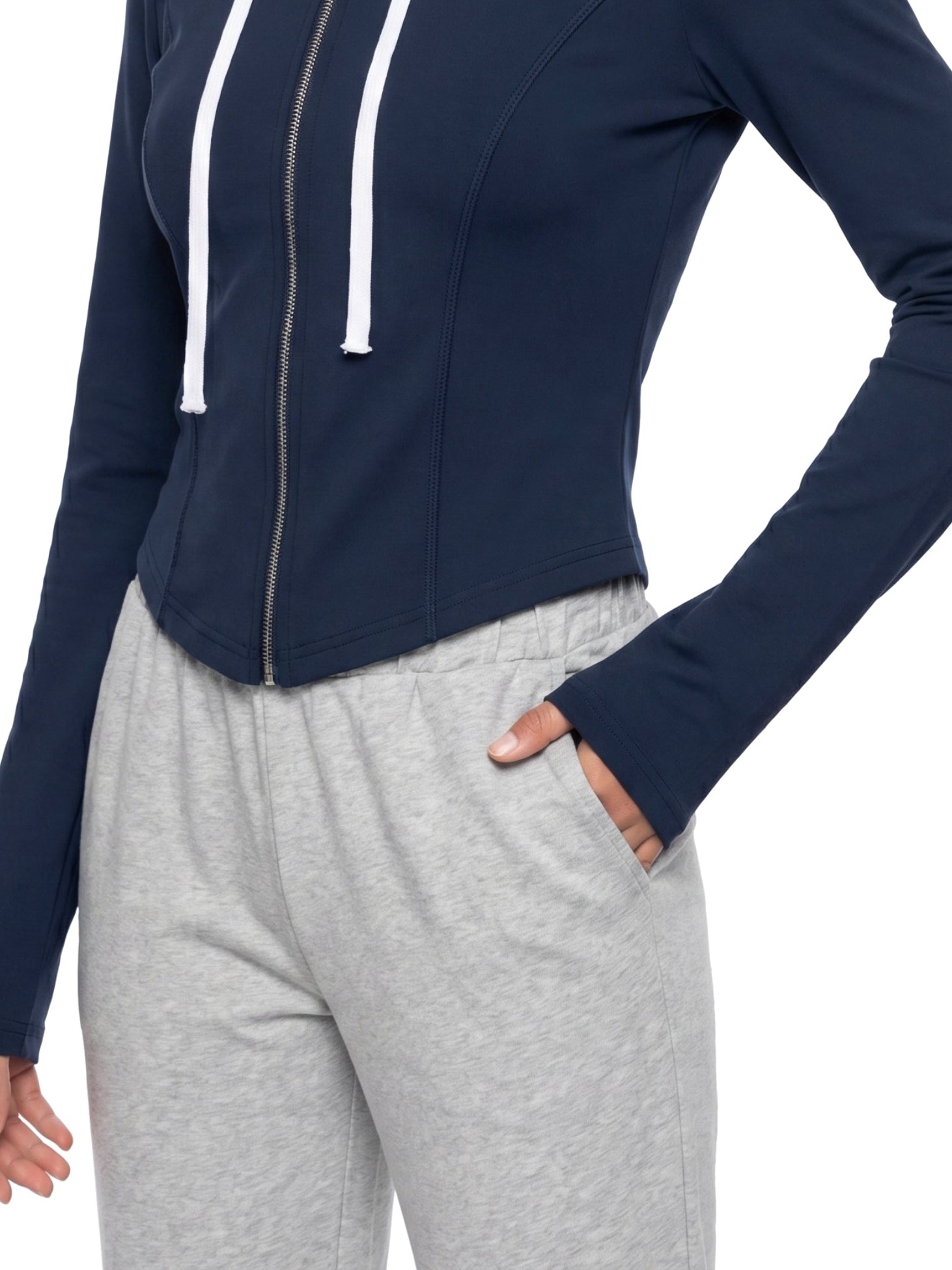 Women's Slim Cropped Full Zip Hoodie