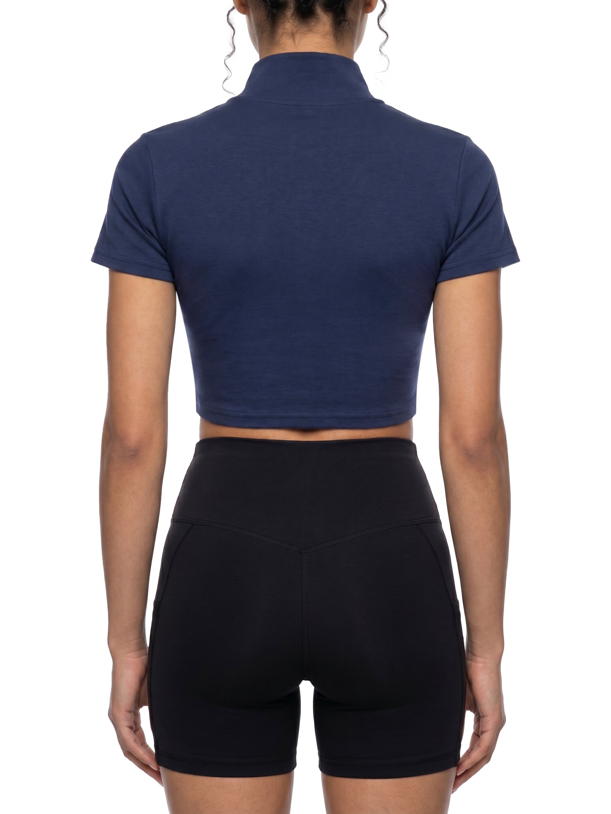 Women's Cropped Full Zip Short Sleeve T-Shirt