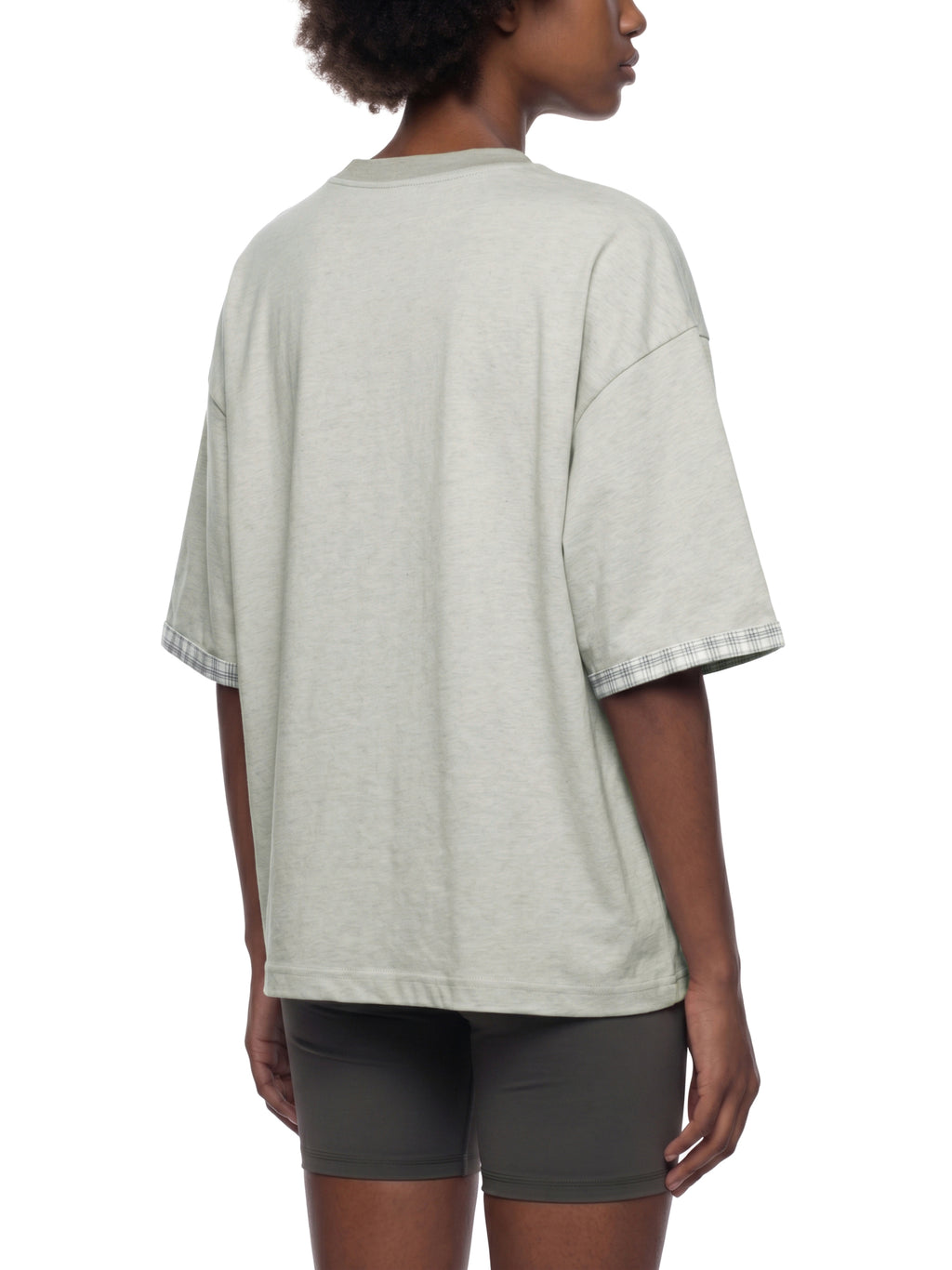 Unisex Boxy Plaid-Lined Double-Face T-Shirt